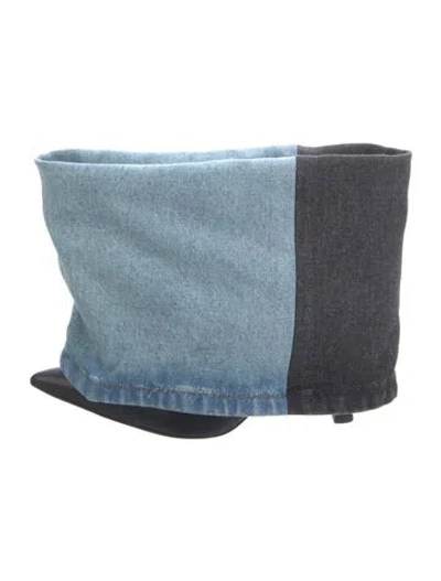 Pre-owned Loewe Denim Boots In Black/blue