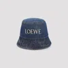 Loewe Denim Bucket Hat With Logo Embroidery In Blue