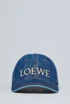 Loewe Logo Embroidery Denim Baseball Cap In Blue