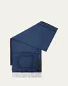 Loewe Womens Jeans Blue Denim-patchwork Anagram-embroidered Wool And Cashmere-blend Scarf In Jeans Blue