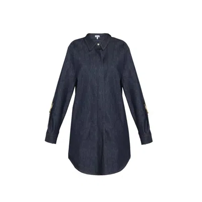 【送料&関税込】Loewe Denim Chain Shirt Dress Loewe Oversized Chain-embellished Denim Mini Shirt Dress In