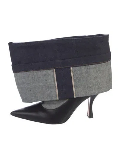 Pre-owned Loewe Denim Colorblock Pattern Boots In Blue