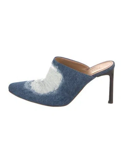 Pre-owned Loewe Denim Colorblock Pattern Mules In Blue
