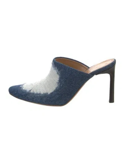 Pre-owned Loewe Denim Colorblock Pattern Mules In Blue