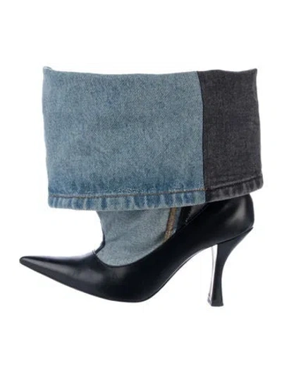 Pre-owned Loewe Denim Colorblock Pattern Mules In Blue