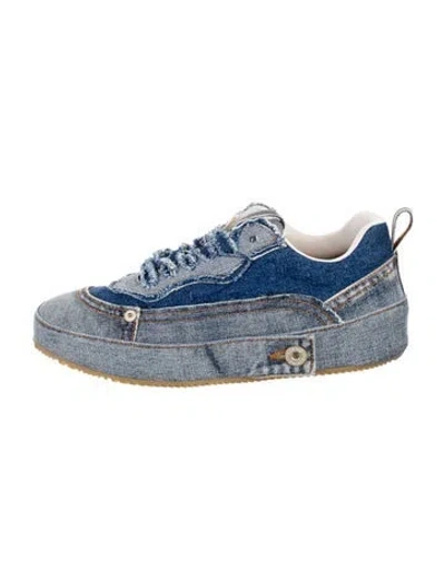 Pre-owned Loewe Denim Colorblock Pattern Sneakers In Blue