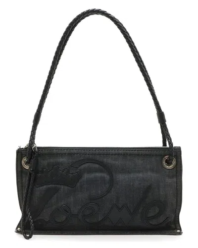 Loewe Denim Crown Shopper Tote (authentic Pre-loved) In Black