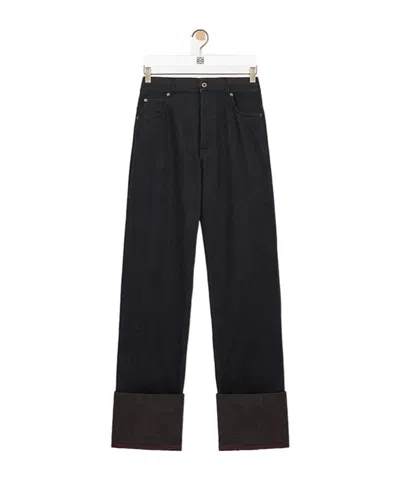 Loewe Denim Cuffed Jeans In Black