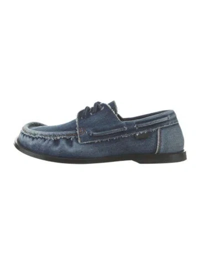 Pre-owned Loewe Denim Distressed Accents Loafers In Blue