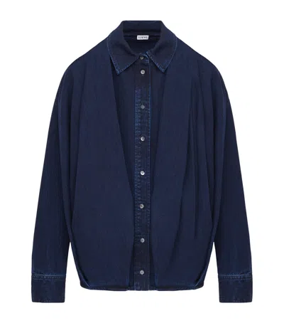 Loewe Denim Draped Shirt In Blue