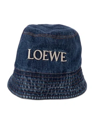 Pre-owned Loewe Denim Embroidered Bucket Hat In Blue