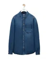 Loewe Mens Mid Blue Denim Anagram-embroidery Long-sleeves Denim Overshirt In Blue
