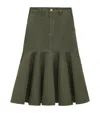 Loewe Womens Khaki Green Garment-dyed Ruffle-hem Denim Midi Skirt In Green