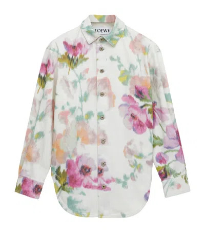 Loewe Denim Floral Overshirt In Multi