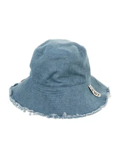 Pre-owned Loewe Denim Frayed Fisherman Bucket Hat In Blue