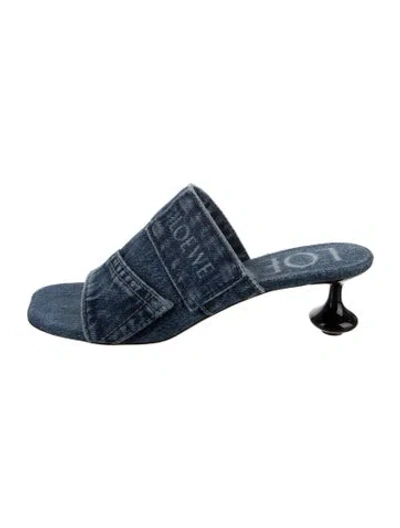Pre-owned Loewe Denim Graphic Print Slides In Blue