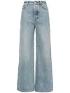 Loewe High Waist Denim Jeans With Wide Leg In Clear Blue