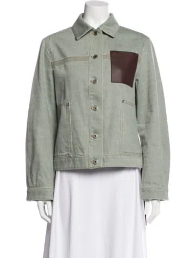 Pre-owned Loewe Denim Jacket In Green