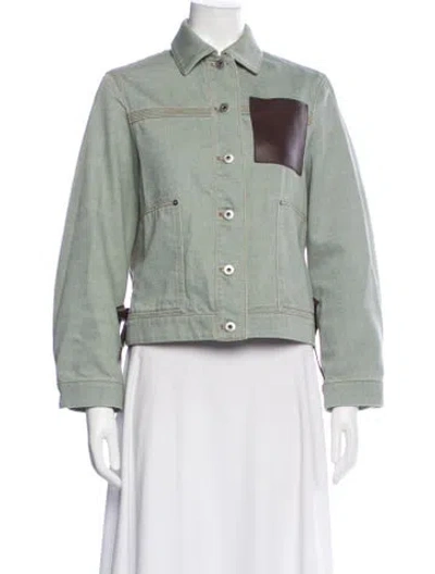 Pre-owned Loewe Denim Jacket In Green