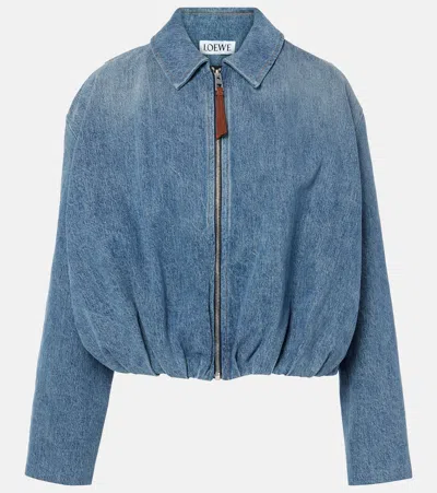 Loewe Draped Denim Jacket In Indigo Blue
