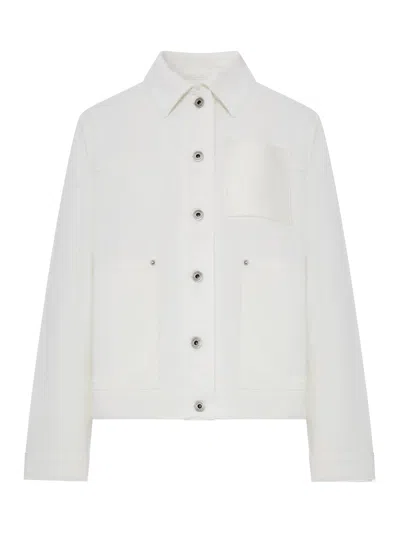 Loewe Denim Jacket With Applied Leather Pocket In White