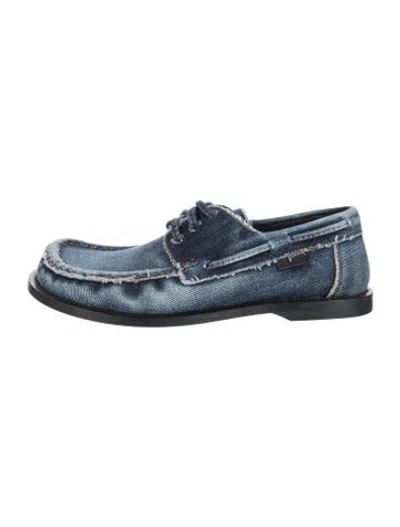 Pre-owned Loewe Denim Loafers In Blue