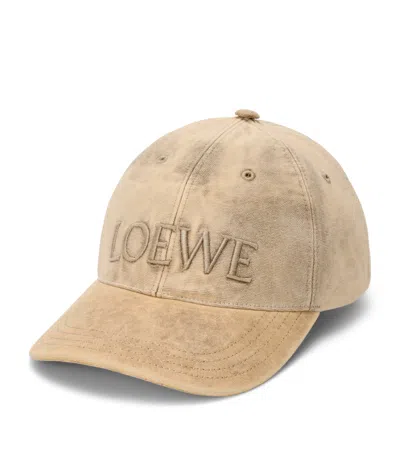 Loewe Denim Logo Baseball Cap In Brown