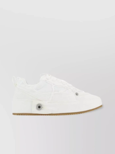 Loewe Denim Low-top Sneakers With Textured Sole In White