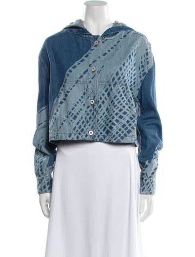 Pre-owned Loewe Denim Printed Denim Jacket In Blue