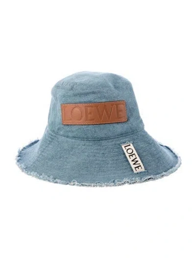 Pre-owned Loewe Denim Raw Edge Bucket Hat In Blue