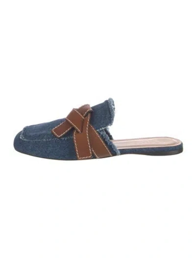 Pre-owned Loewe Denim Raw-edge Trim Mules In Blue