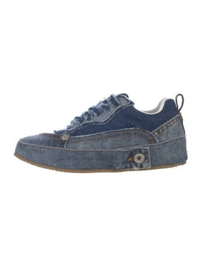 Pre-owned Loewe Denim Raw-edge Trim Sneakers In Blue