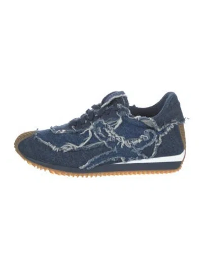 Pre-owned Loewe Denim Raw-edge Trim Sneakers In Blue