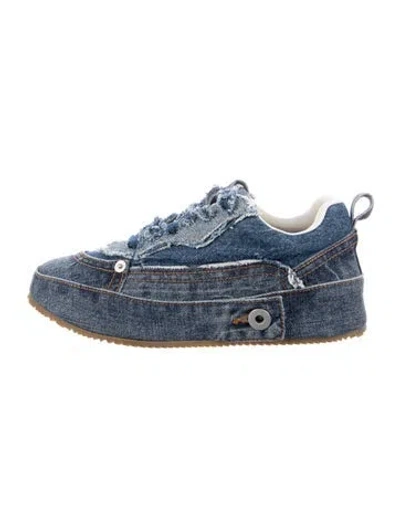 Pre-owned Loewe Denim Raw-edge Trim Sneakers In Blue