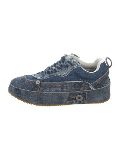 Pre-owned Loewe Denim Raw-edge Trim Sneakers In Blue