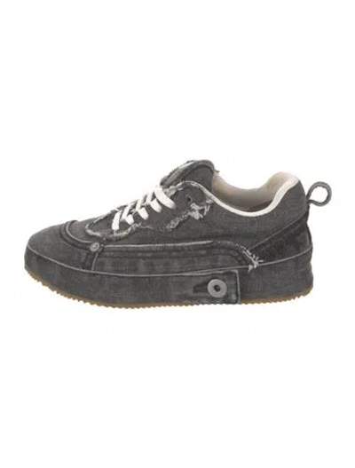 Pre-owned Loewe Denim Raw-edge Trim Sneakers In Grey