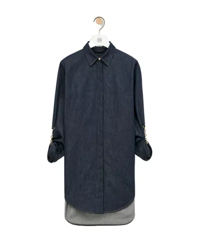 Loewe Chain Shirt Dress In Denim In Blue