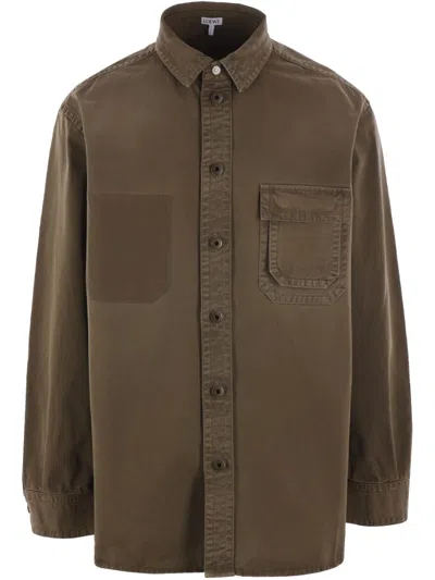 Loewe Medium-weight Garment-dyed Cotton Overshirt Clothing In Green