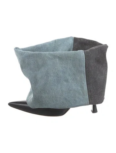 Pre-owned Loewe Denim Slouch Boots In Blue
