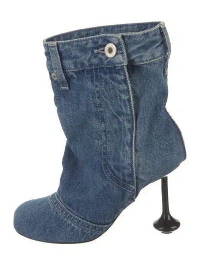 Pre-owned Loewe Denim Sock Boots In Blue