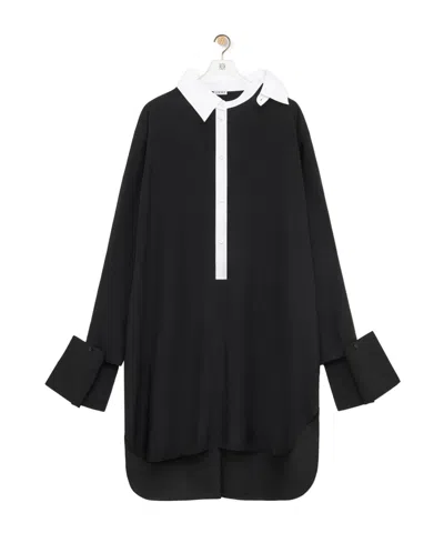 Loewe Detachable-collar Midi Shirt Dress In Black