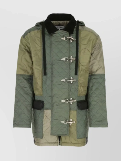 Loewe Detachable Hood Collar Jacket In Green