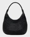 Loewe Diamond Woven Hobo Bag In Calf Leather In Black