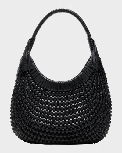 Loewe Diamond Woven Hobo Bag In Calf Leather In Black