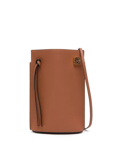 Loewe Dice Pocket Leather Mini Bag In Brown