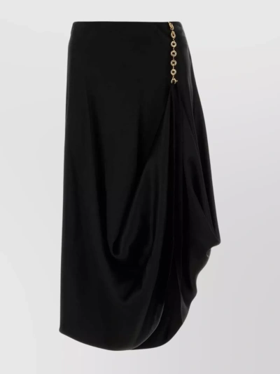 Loewe Distinctive Hemline Silk Skirt In Black