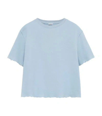 Loewe Distressed-edge T-shirt In Pale Blue