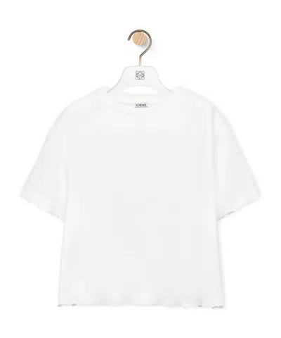 Loewe Distressed-finish Raw-cut T-shirt In White