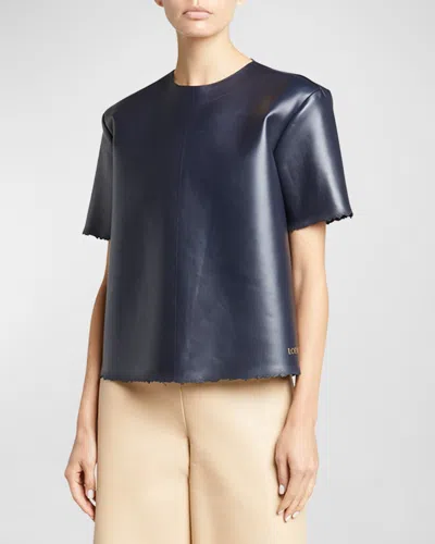 LOEWE DISTRESSED LEATHER SHORT-SLEEVE BOXY T-SHIRT