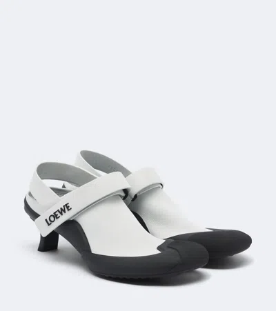 Loewe Dive Slingback Leather Pumps In White